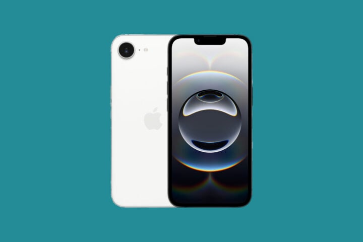 Apple iPhone 16e teal background
