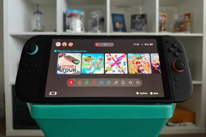 Nintendo Switch 2 console on a stand