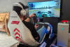 Playing on an F1 racing sim rig