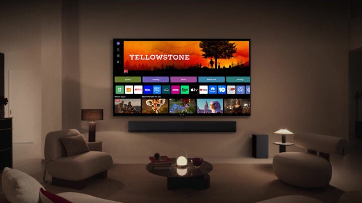 LG TV showing webOS 25 in a living room