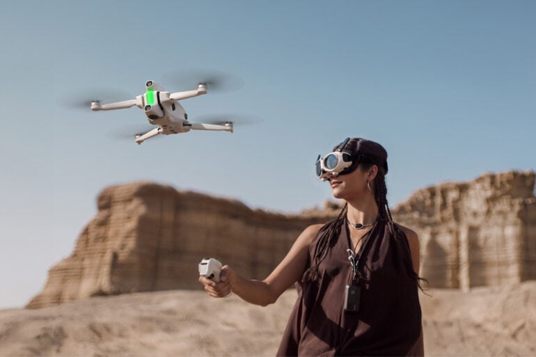 Antigravity A1 drone model wearing goggles