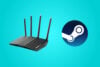 Asus RT-AX57 router and Steam logo