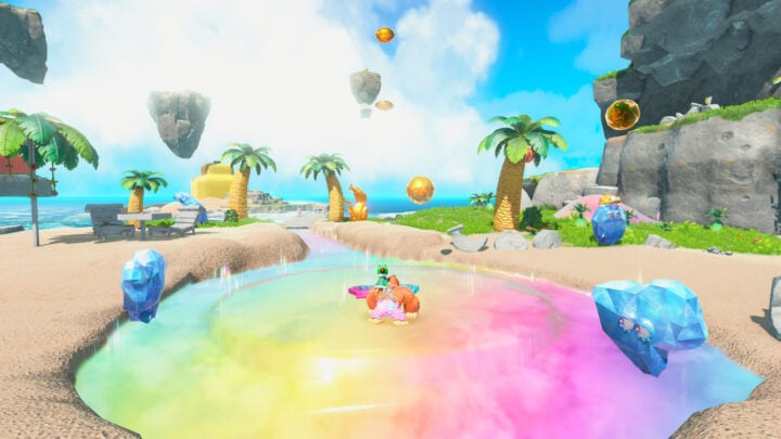 Donkey Kong Bananza screenshot rainbow terrain
