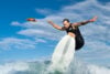 HoverAir Aqua drone filming a surfboarder