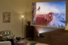 LG CineBeam S projector in a living room