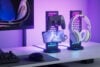 Nanoleaf Pegboard Dock purple lighting