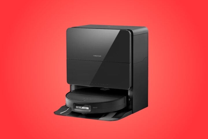 Roborock Saros 10 on red background