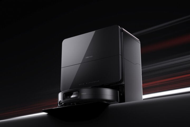 Roborock Saros 10 robot vacuum dark background