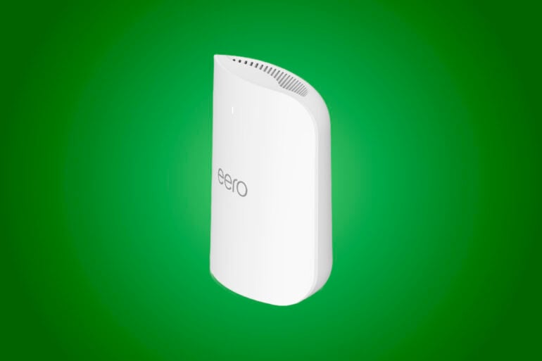 Amazon Eero 7 Pro router on green background