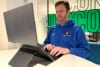 Chris Button using the Asus Zenbook Duo front angle