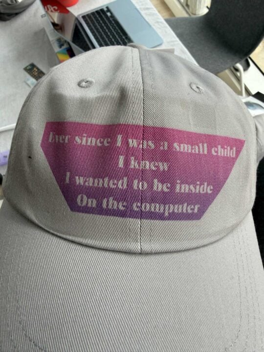 Custom cap with ever since I was a small child slogan