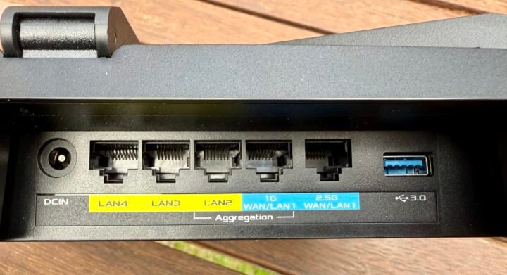 Close up of a router's ports