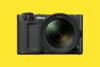 Nikon ZR cinema camera front angle yellow background
