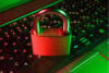 Padlock on a computer keyboard stock image