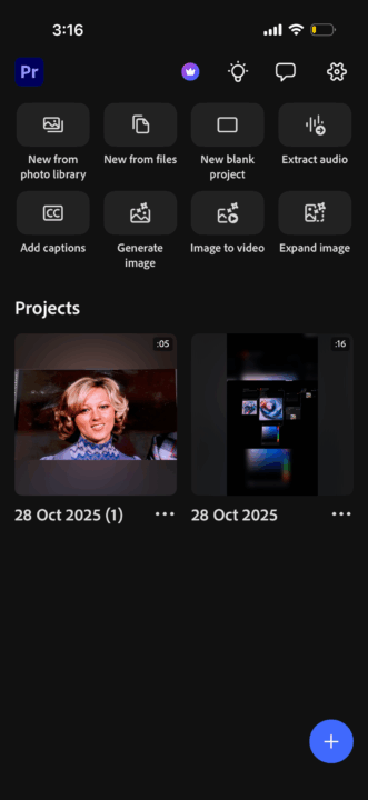 Premiere mobile interface showing Home Screen