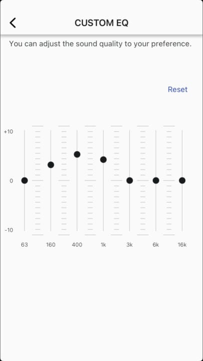 Sony app EQ settings screenshot