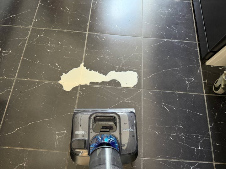 Tineco Floor One S7 Stretch cleaning up milk