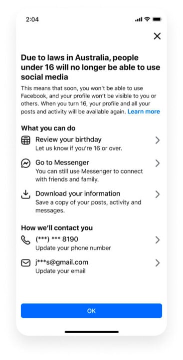 Meta Facebook social media ban instructions