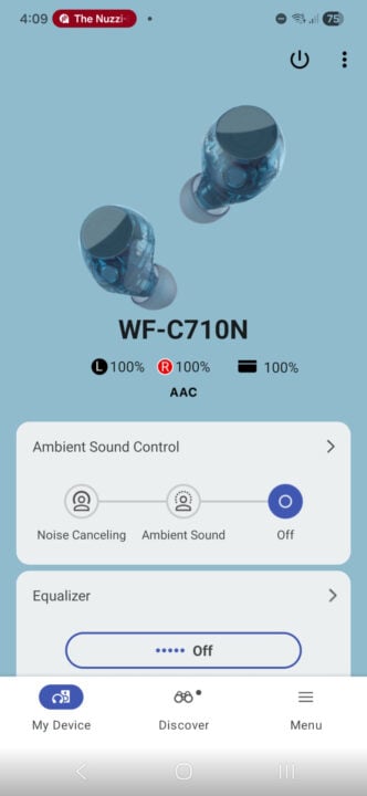 Sony Sound Connect app screenshot WF-C710N