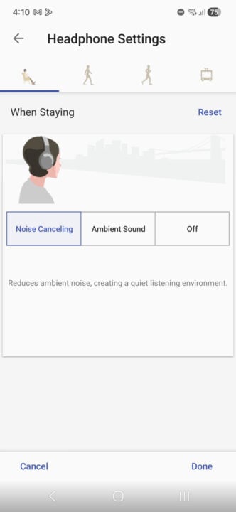 Sony Sound Connect headphone settings