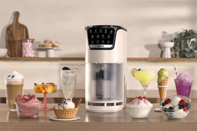 Tefal Dolci Rise Ice Cream Maker on bench