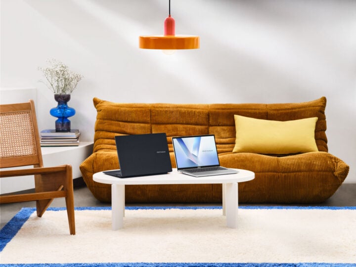 Asus Vivobook 14 brown couch