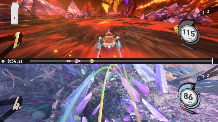 Kirby Air Riders split screen