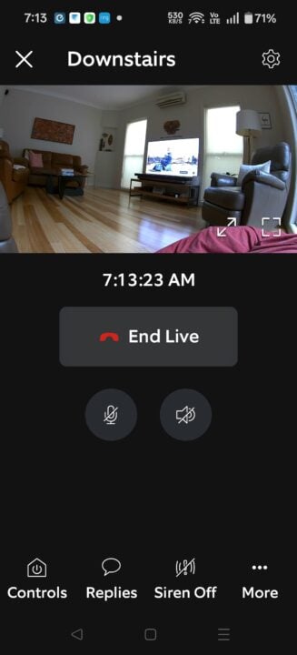 Live view from indoor camera