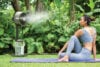 Shark FlexBreeze Mist Pro fan outdoors woman yoga