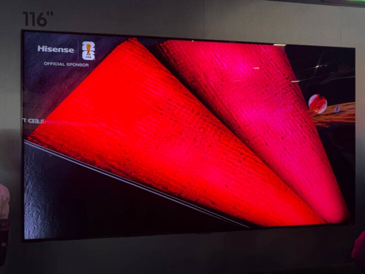 Hisense 116UXS Mini RGB TV showing red colours