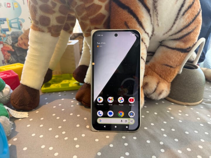 Google Pixel 10 Pro Fold folded screen in playpen