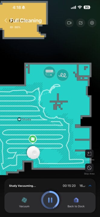 Roborock app showing detected obstacles