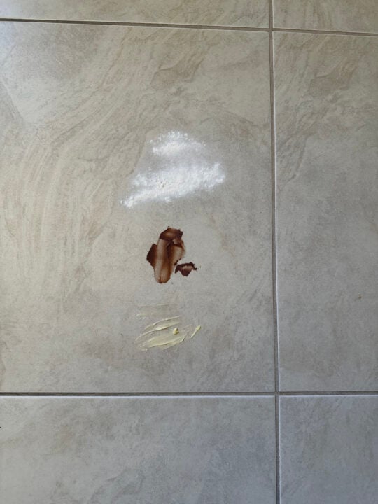 Tiles with flour, Nutella, and margarine on it