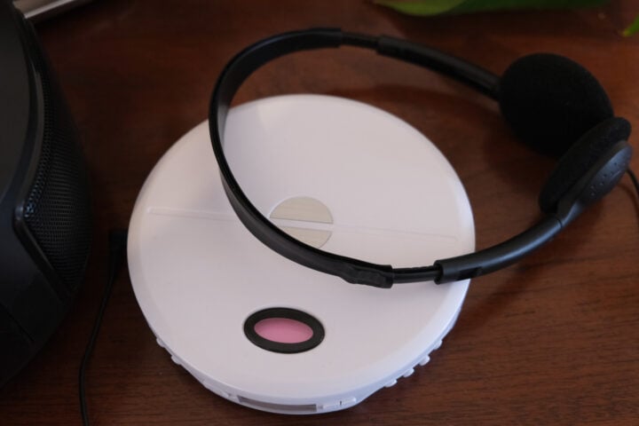 Anko CD player headphones resting on top