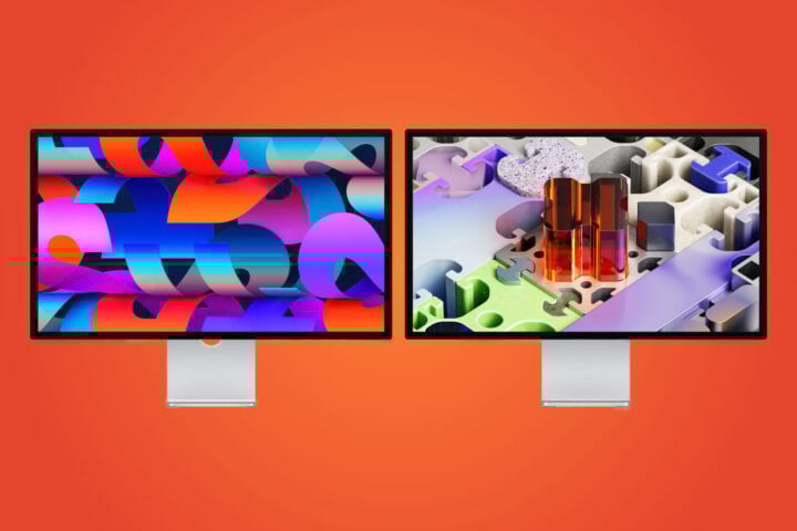 Apple Studio Display XDR orange background