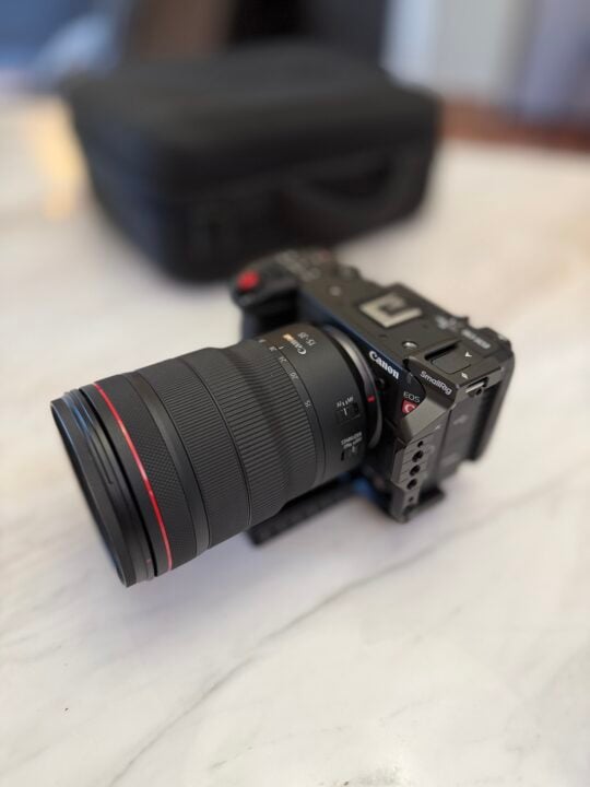 Canon cinema camera on table