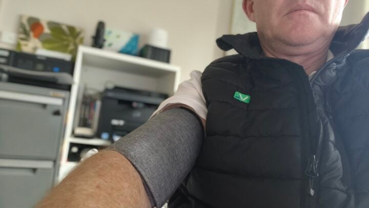 Blood Pressure monitor cuff on arm