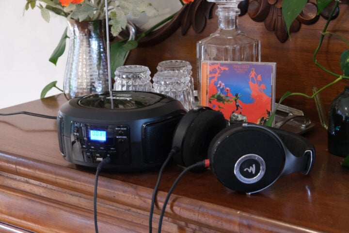 Laser CD player headphones plugged in
