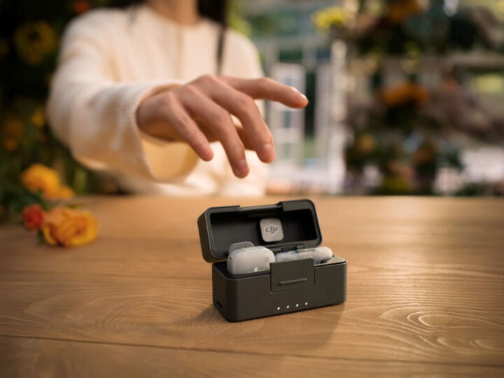 DJI Mic Mini 2 charging case on table