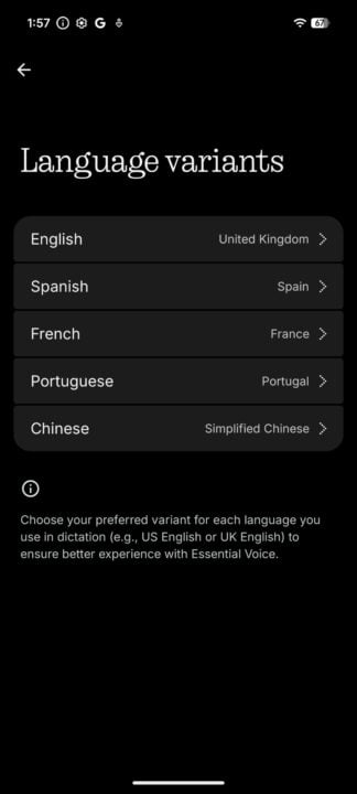 Language settings