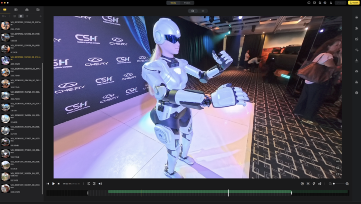 The Insta360 Studio editing interface. 