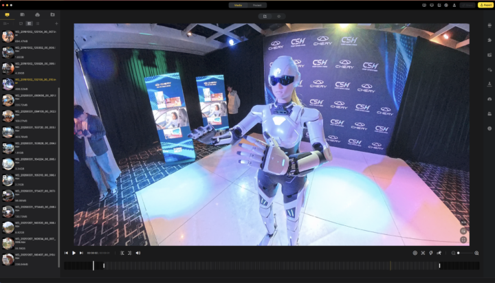 Insta360 Studio Software showing a robot 
