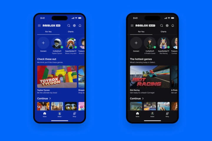 Roblox Kids and Select accounts blue background