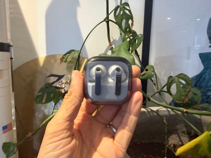 Samsung Galaxy Buds 4 Pro in charging case