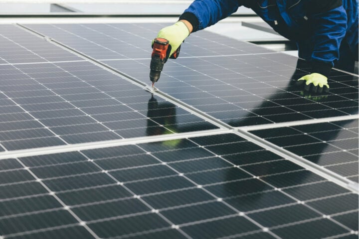 Solar panels being installed