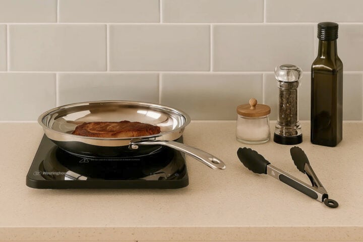 Westinghouse induction cooktop pan cooking meat