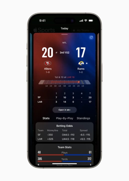 Apple Sport app with scorecard view