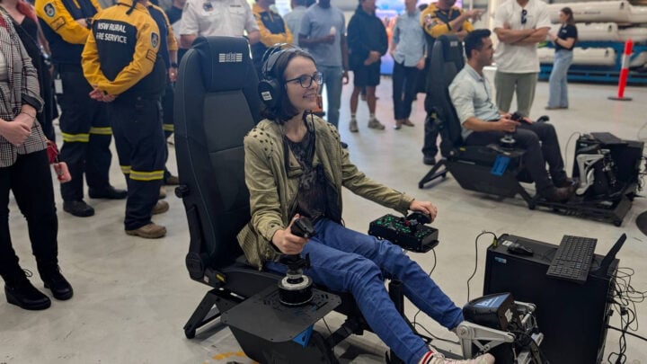 Naomi Jackson playing Microsoft Flight Simulator