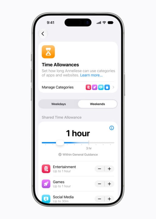 Apple Time Allowances iOS 27 preview