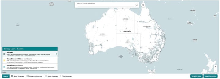 Optus mobile network map